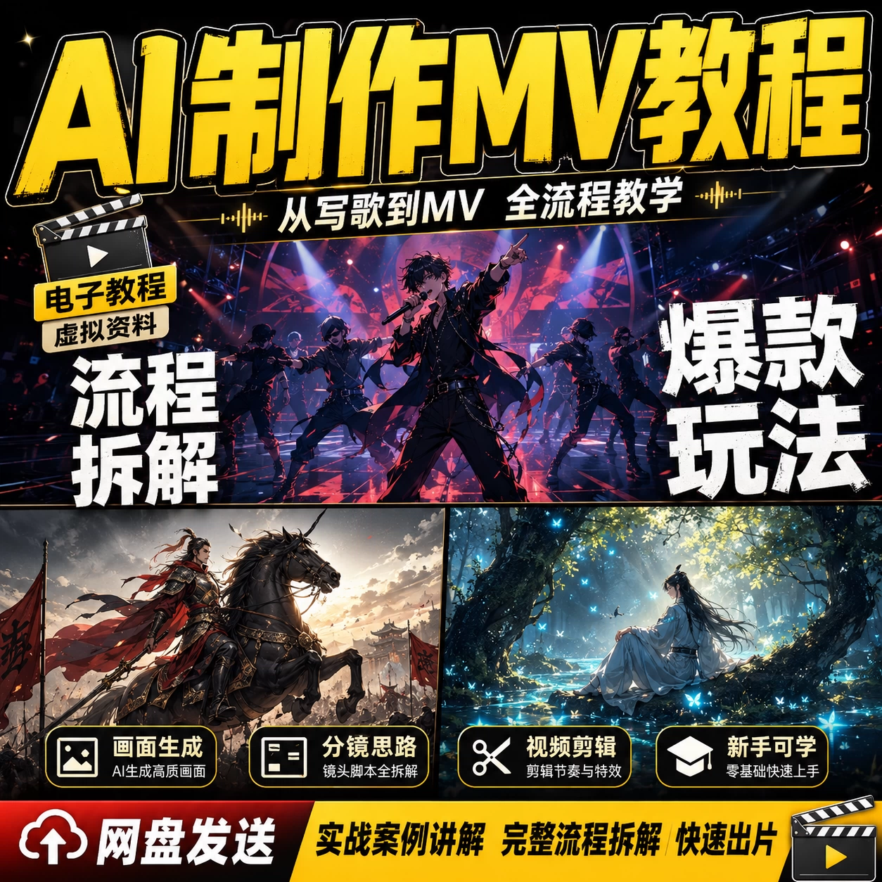 AI制作MV复刻流程音乐短视频运镜分镜歌改MV课程AIGC-大圣源码网