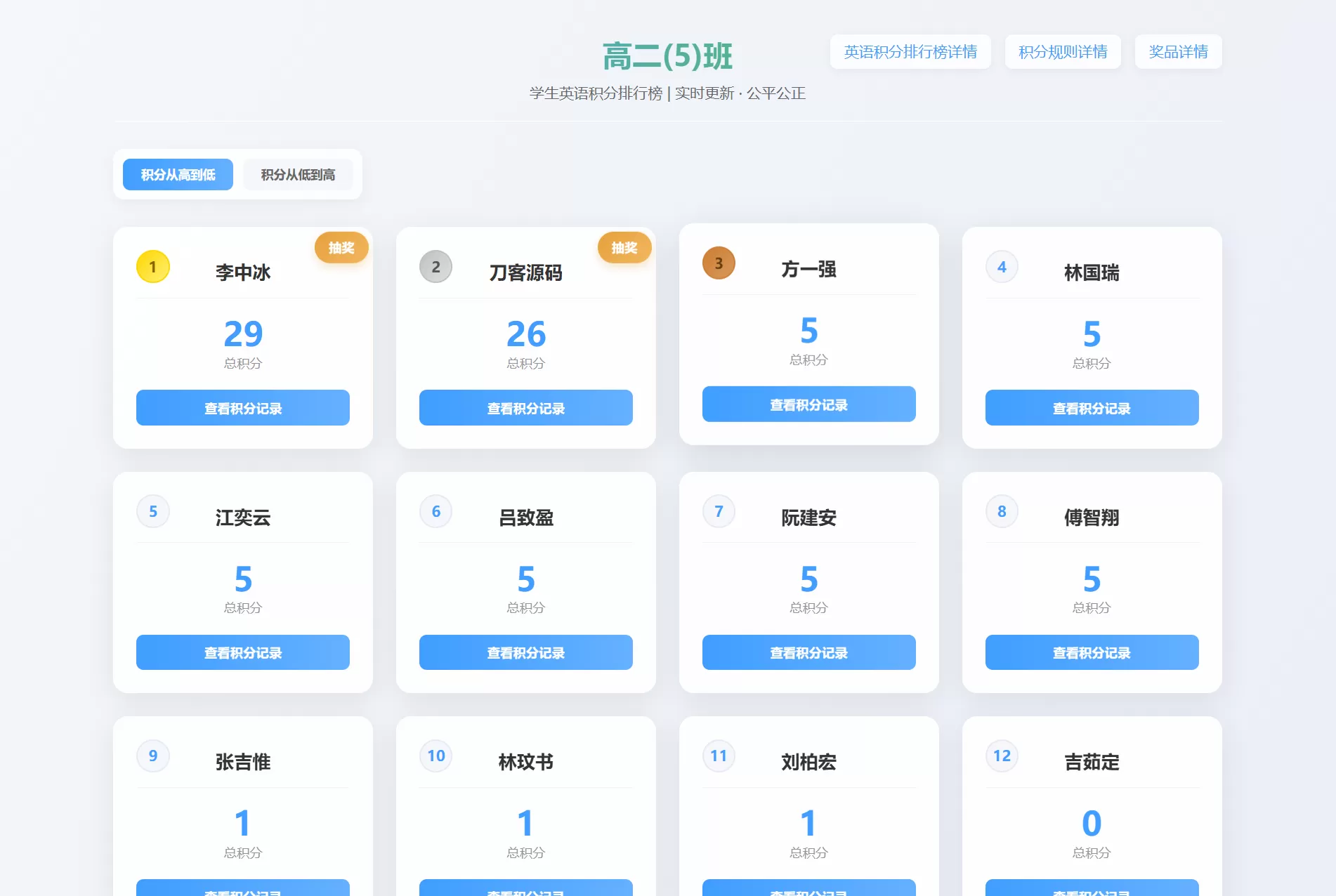 班级学生平时表现记录 积分抽奖系统源码 全开源 班级学生平时表现记录 积分抽奖系统源码 全开源