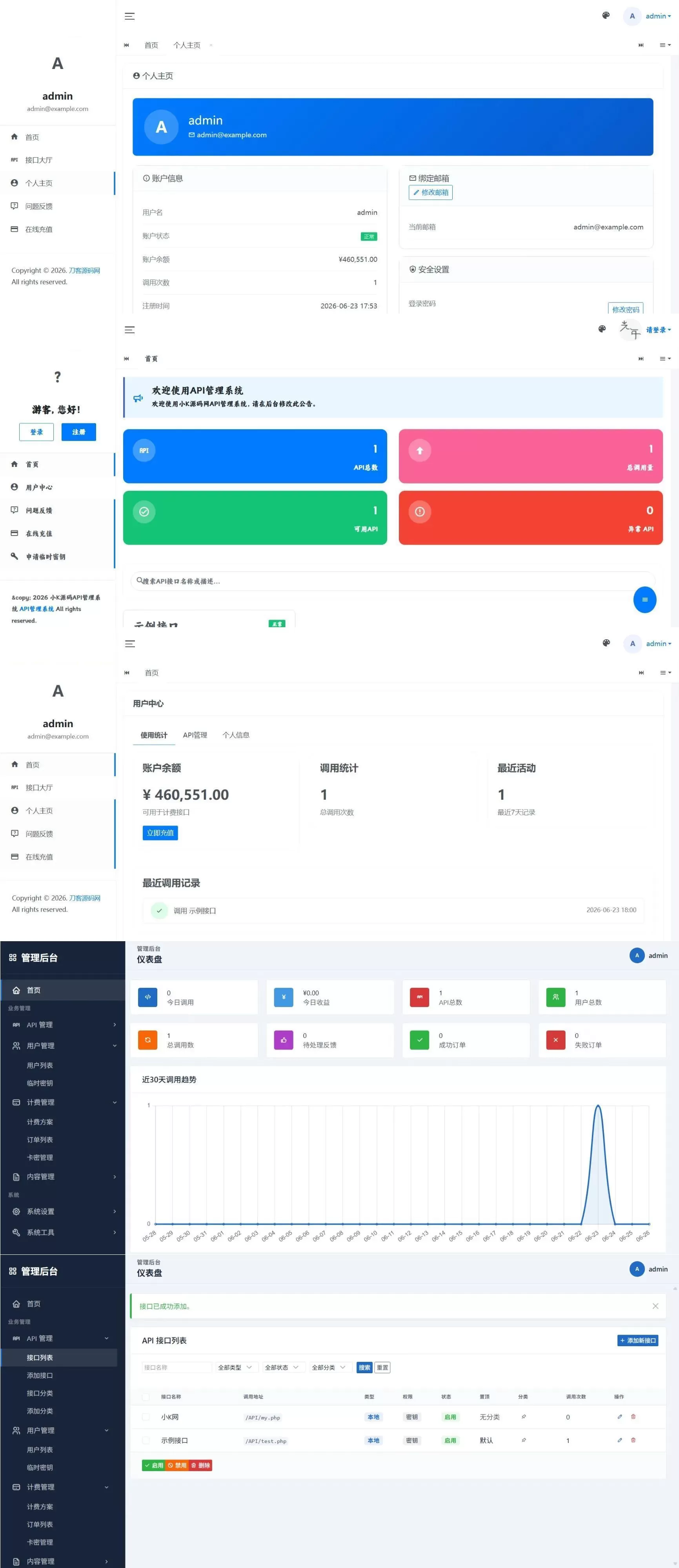 最新更新API管理系统源码 API计费 全开源 最新更新API管理系统源码 API计费 全开源